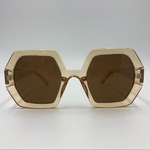 Champagne Colored Hexagon Sunglasses- Oversized